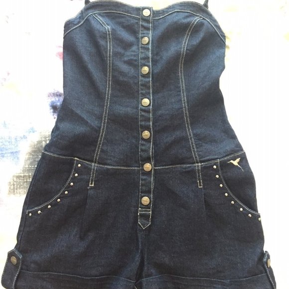 GRANE DENIM ROMPER, SZ. L - Picture 1 of 8